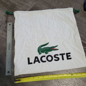 Lacoste White and Green Logo Drawstring Bag